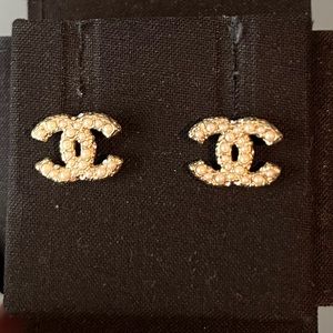 Authentic Chanel “CC” Pearl Earrings